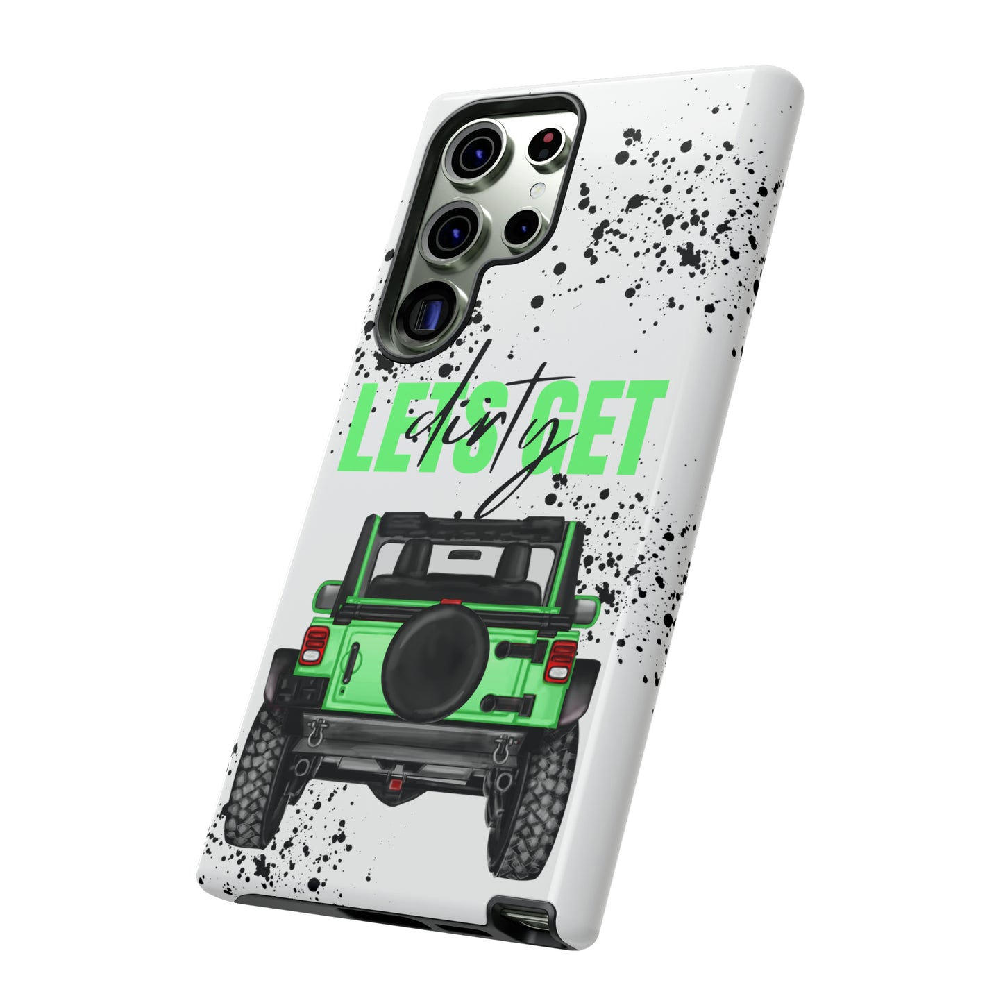 Lets Get Dirty Off Road Green Splatter Protective Phone Case