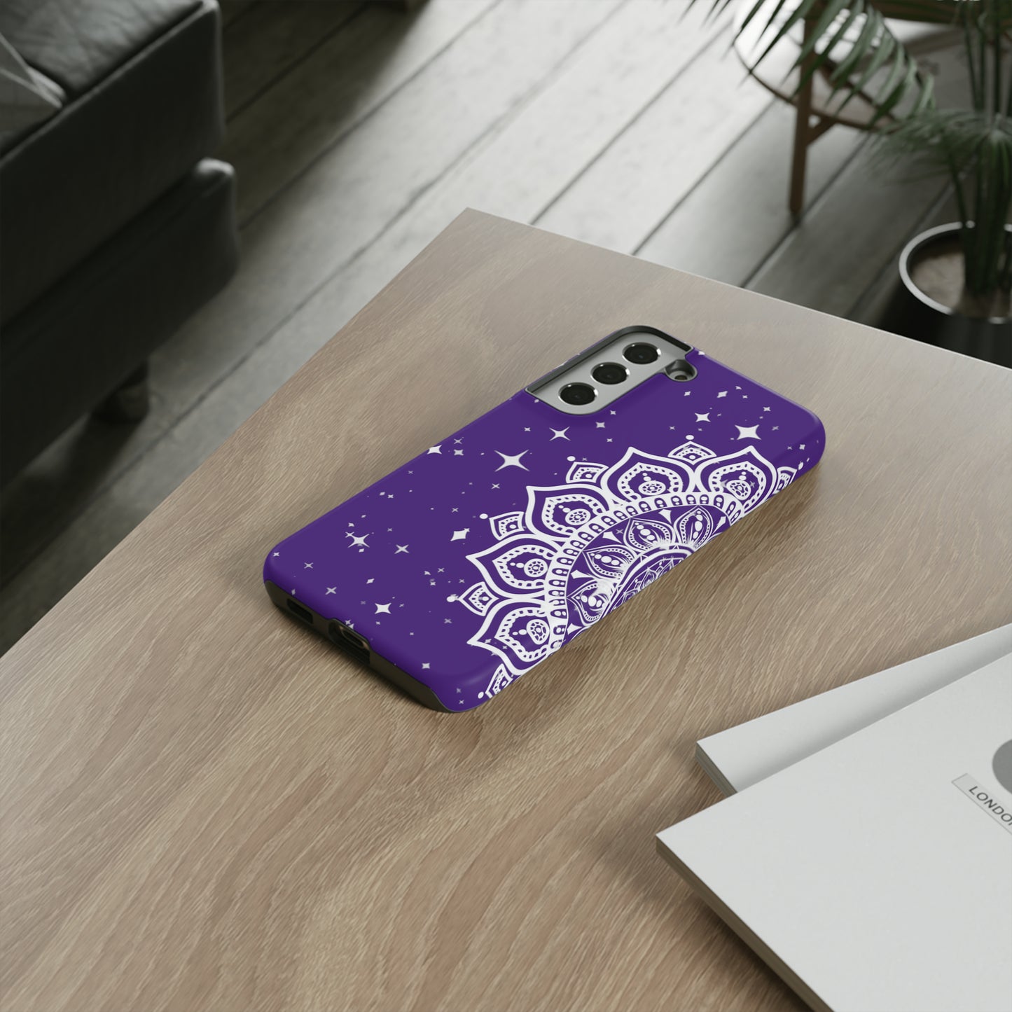 Purple mandala protective phone case for iPhone, Samsung and Google