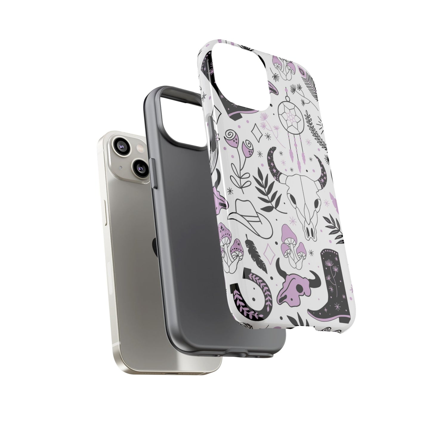 Purple and Black Western Protective Drop Proof Case Iphone, Samsung and Google phones