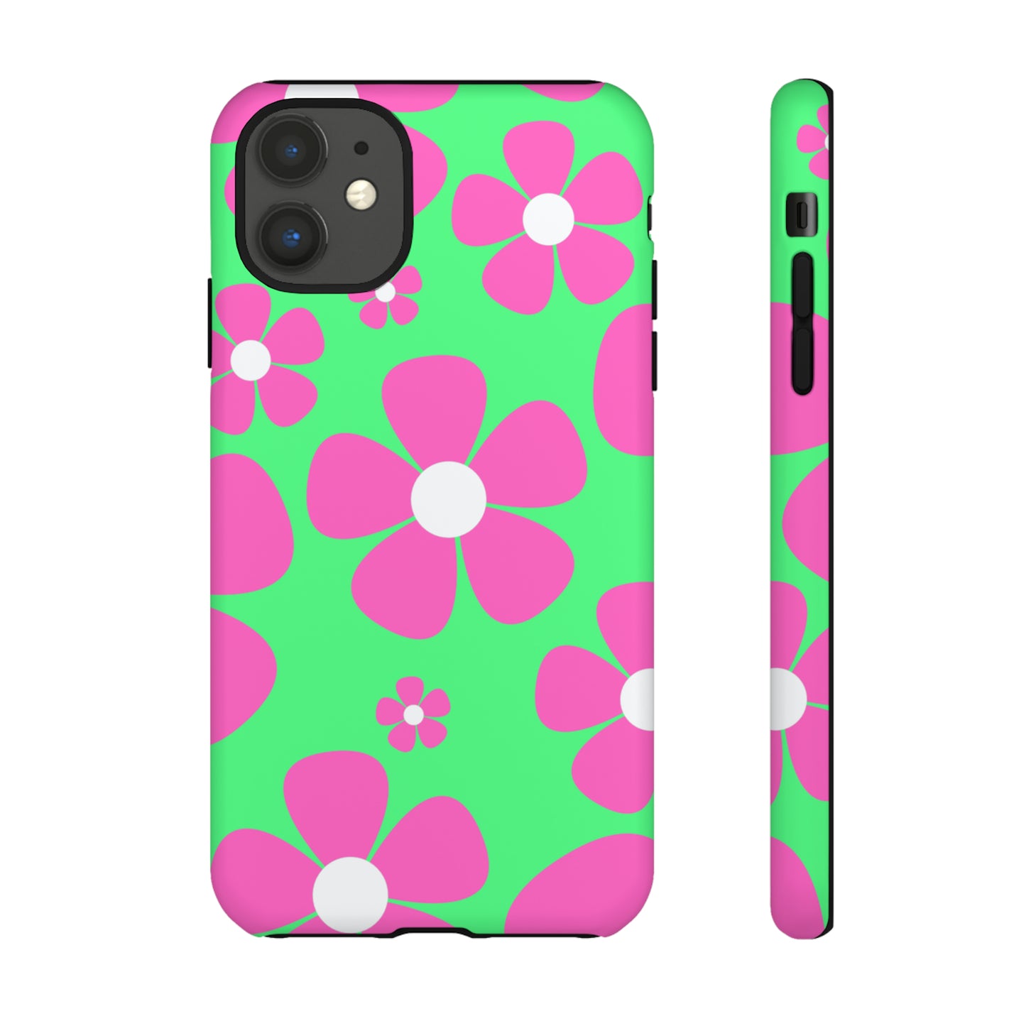 Green with pink flowers protective case