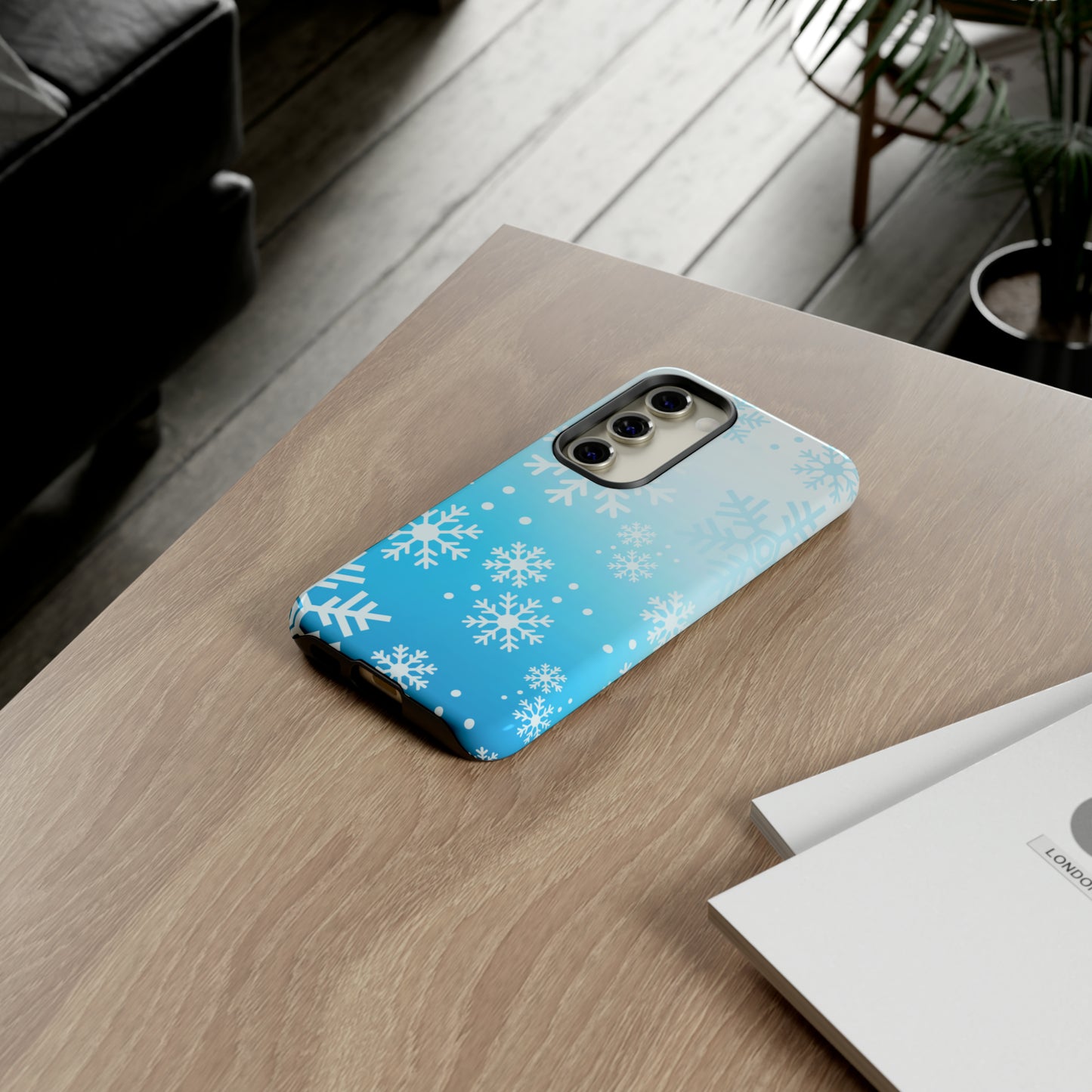 Winter, frozen, snowflake ombré protective phone case for Google, Samsung and IPhone