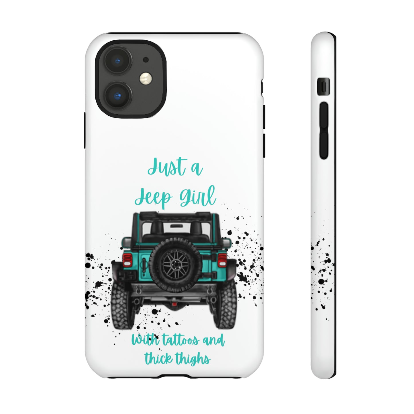 Off Road Girl with Tattoos and Thick Thighs Turquoise Protective Phone Case