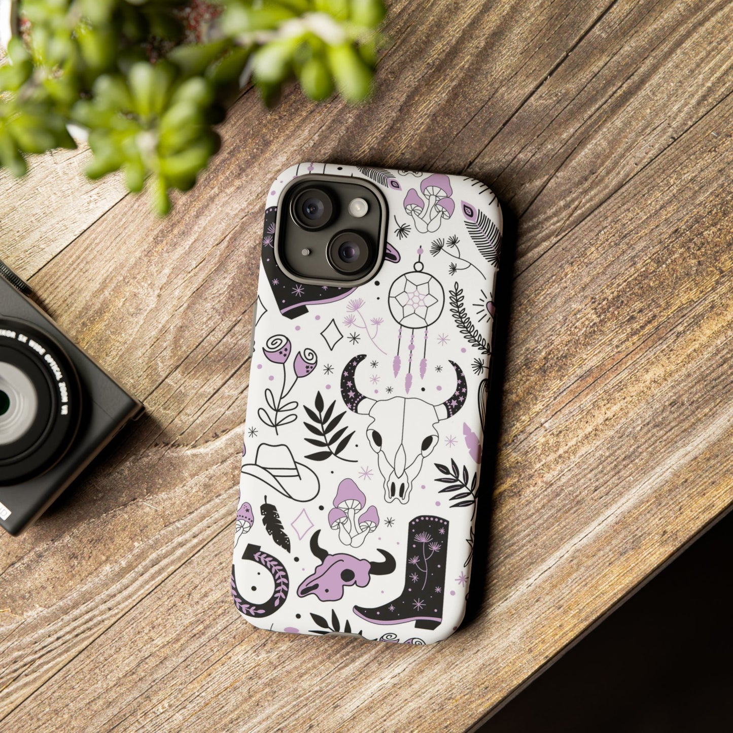 Purple and Black Western Protective Drop Proof Case Iphone, Samsung and Google phones