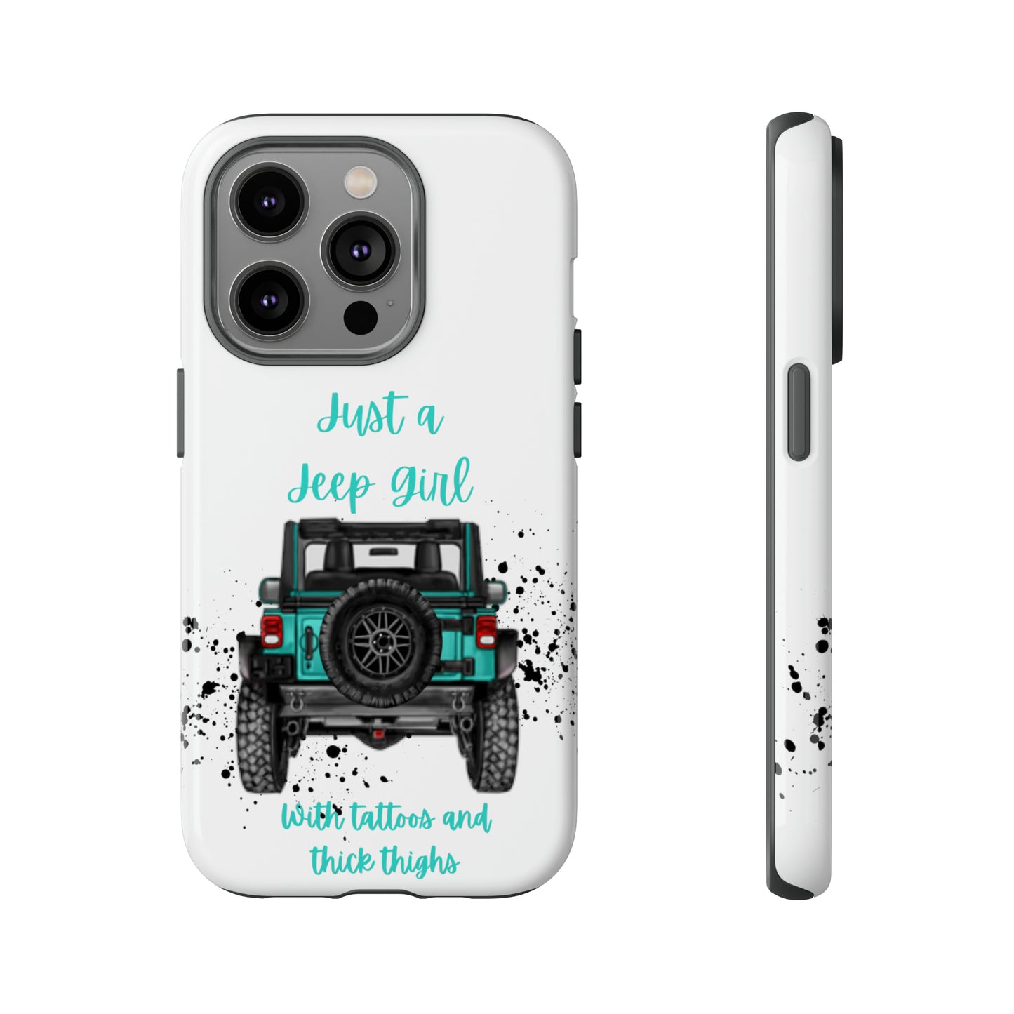 Off Road Girl with Tattoos and Thick Thighs Turquoise Protective Phone Case