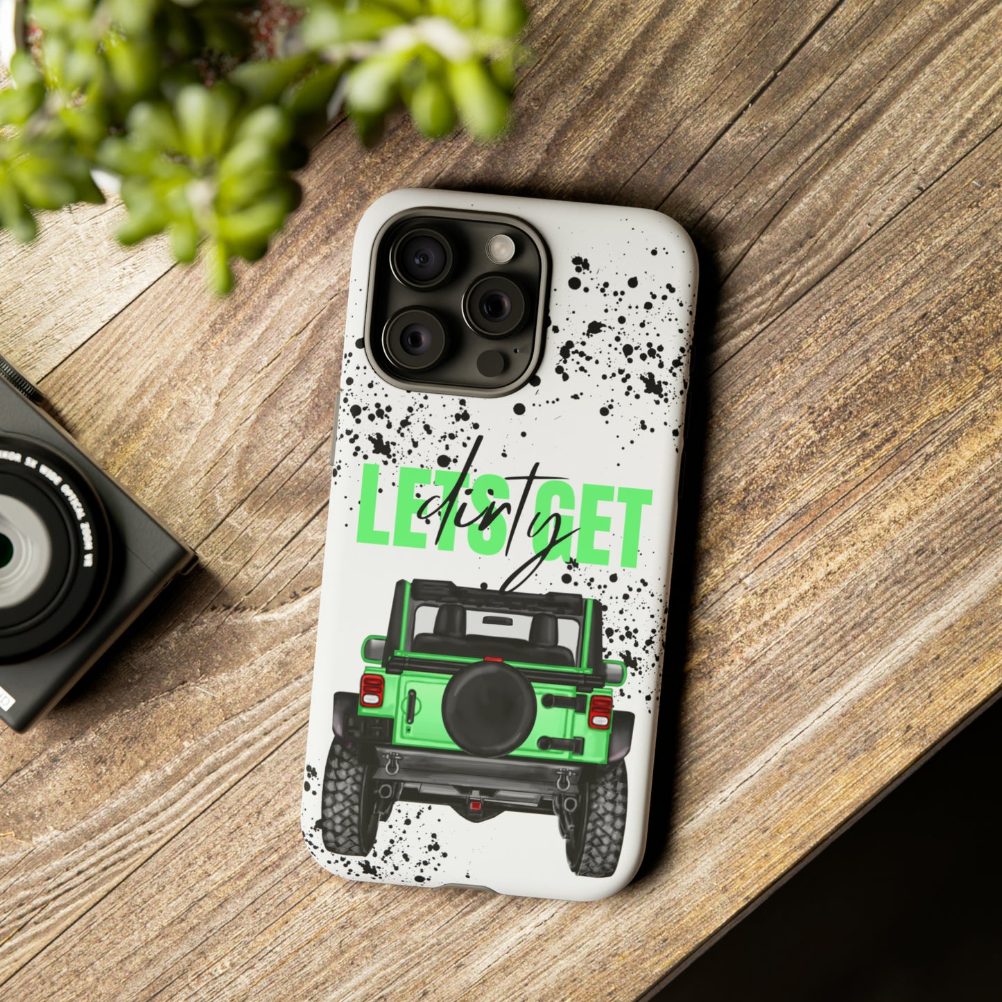 Lets Get Dirty Off Road Green Splatter Protective Phone Case