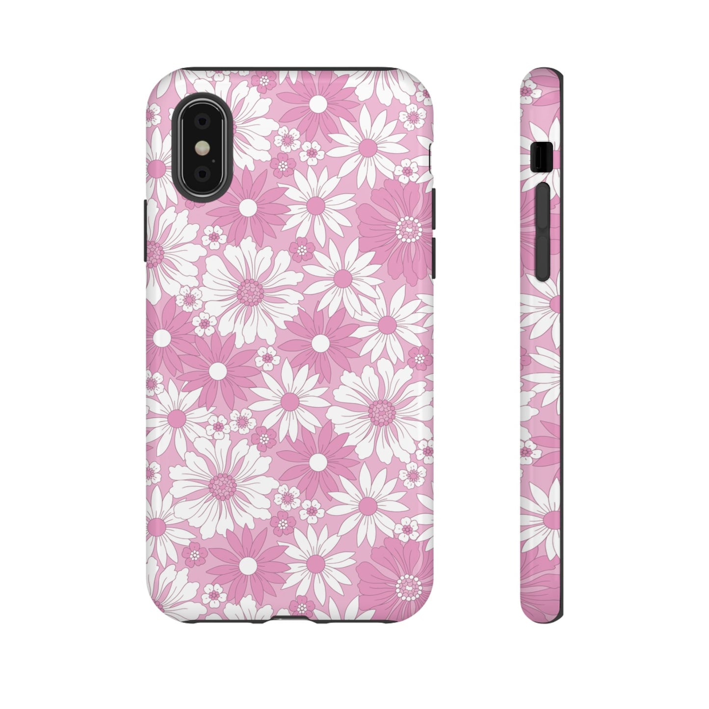 Pink and White Flowers Protective Phone Case