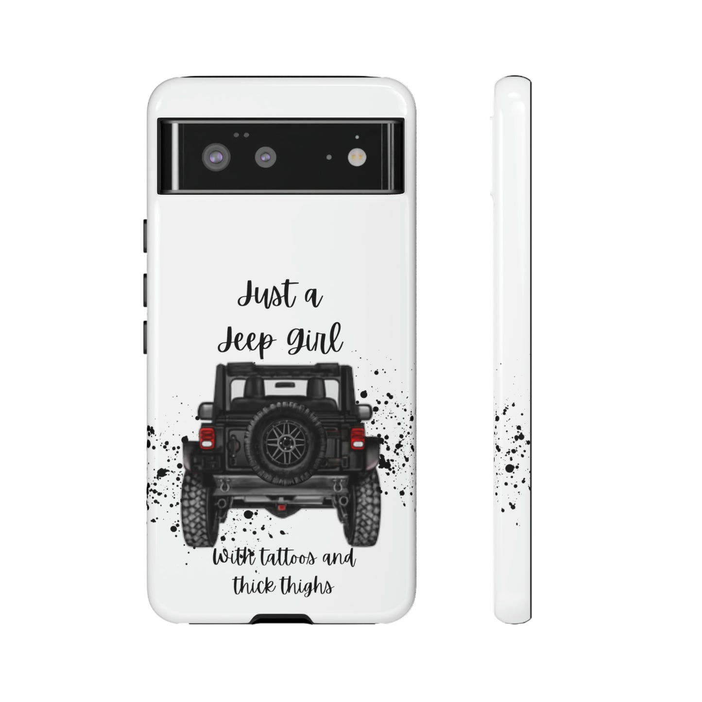 Off Road Girl with Tattoos and Thick Thighs Black Protective Phone Case