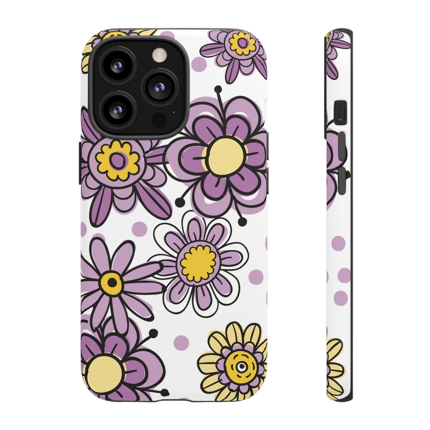 Purple Flowers Protective Phone Case