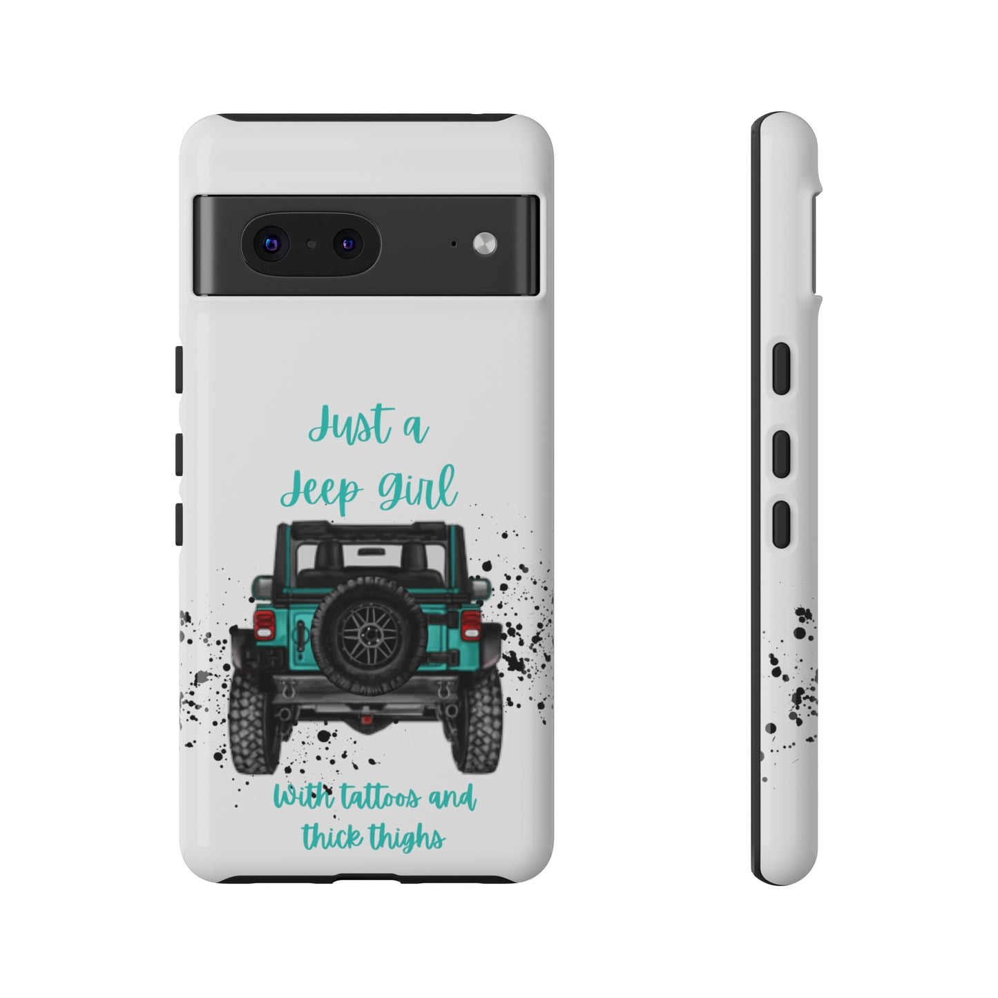 Off Road Girl with Tattoos and Thick Thighs Turquoise Protective Phone Case