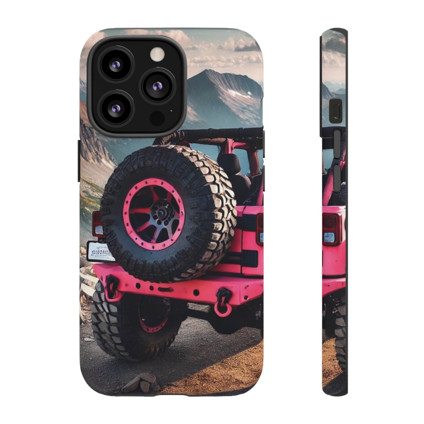 Pink Jeep Tire Protective Phone Case