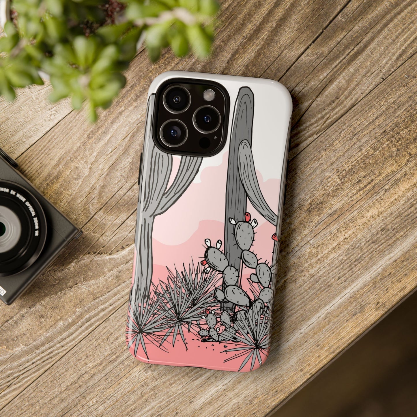 Pastel Cactus Sunset Protective Phone Case