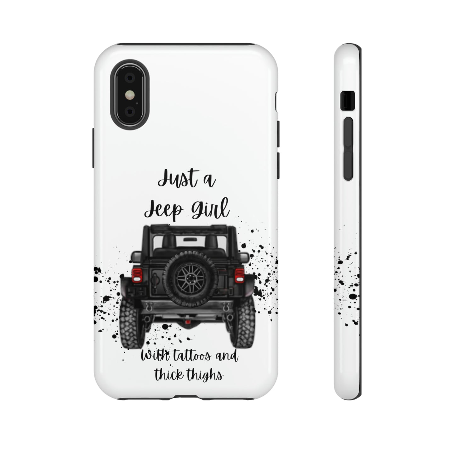 Off Road Girl with Tattoos and Thick Thighs Black Protective Phone Case