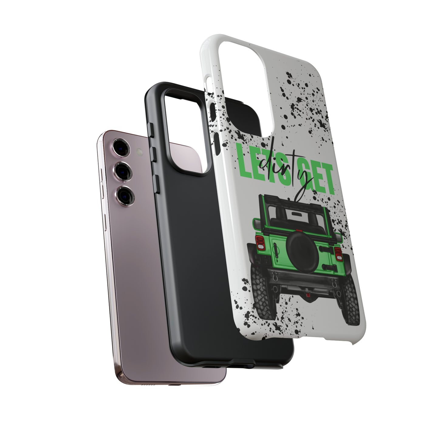 Lets Get Dirty Off Road Green Splatter Protective Phone Case