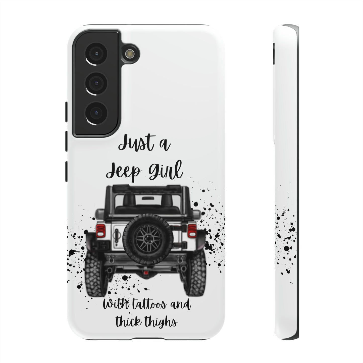 Off Road Girl with Tattoos and Thick Thighs Black Protective Phone Case