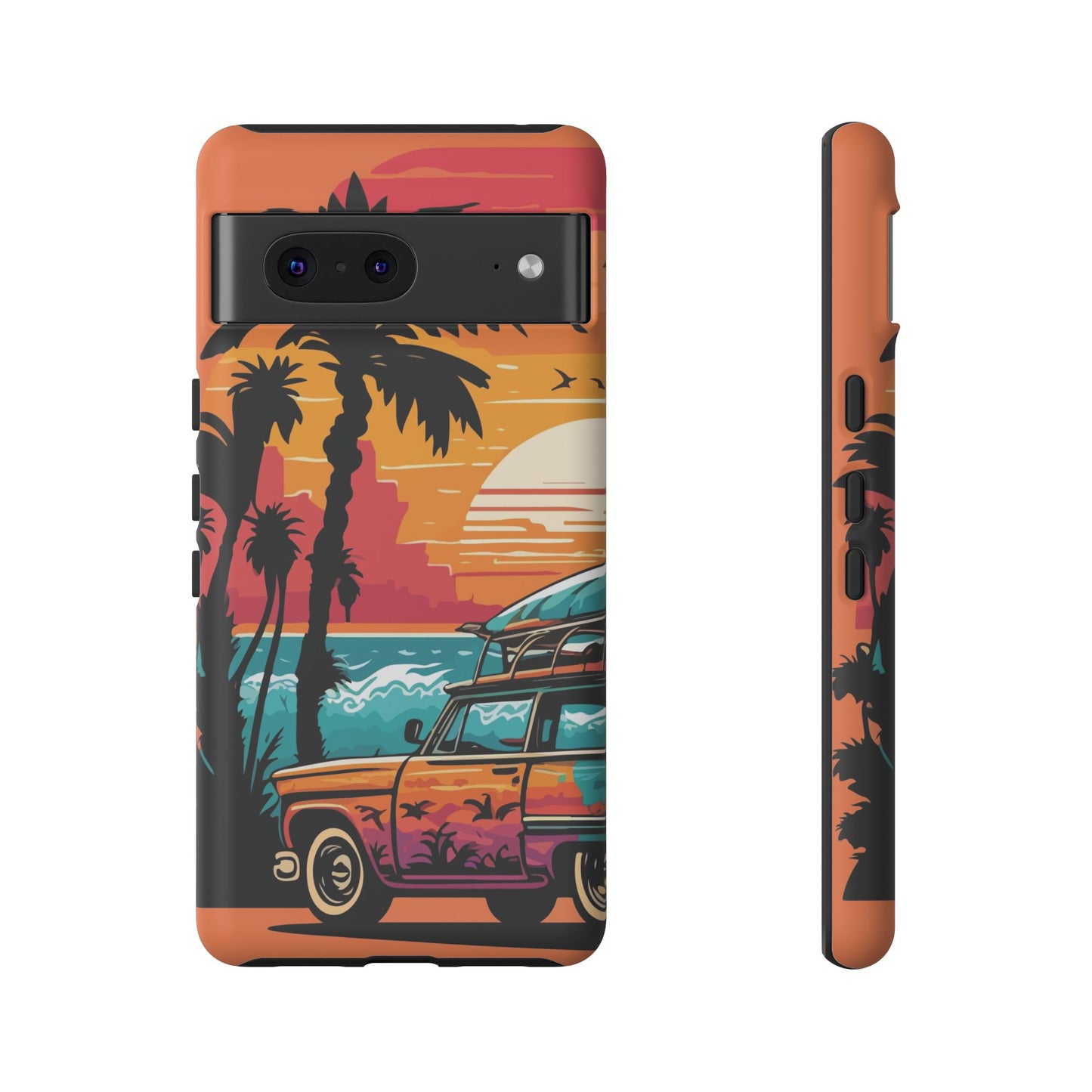 Summer Retro Sunset Protective Phone Case