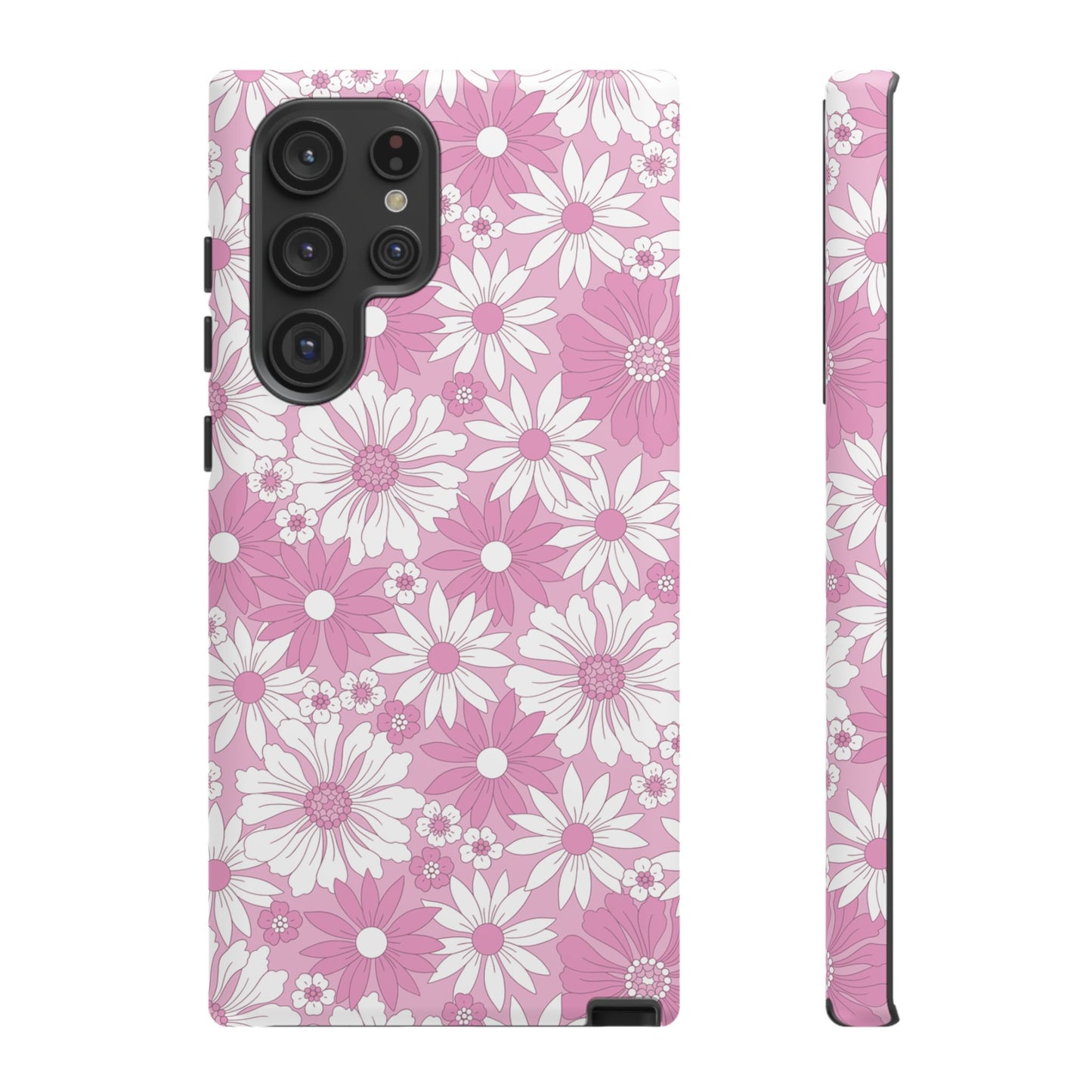 Pink and White Flowers Protective Phone Case