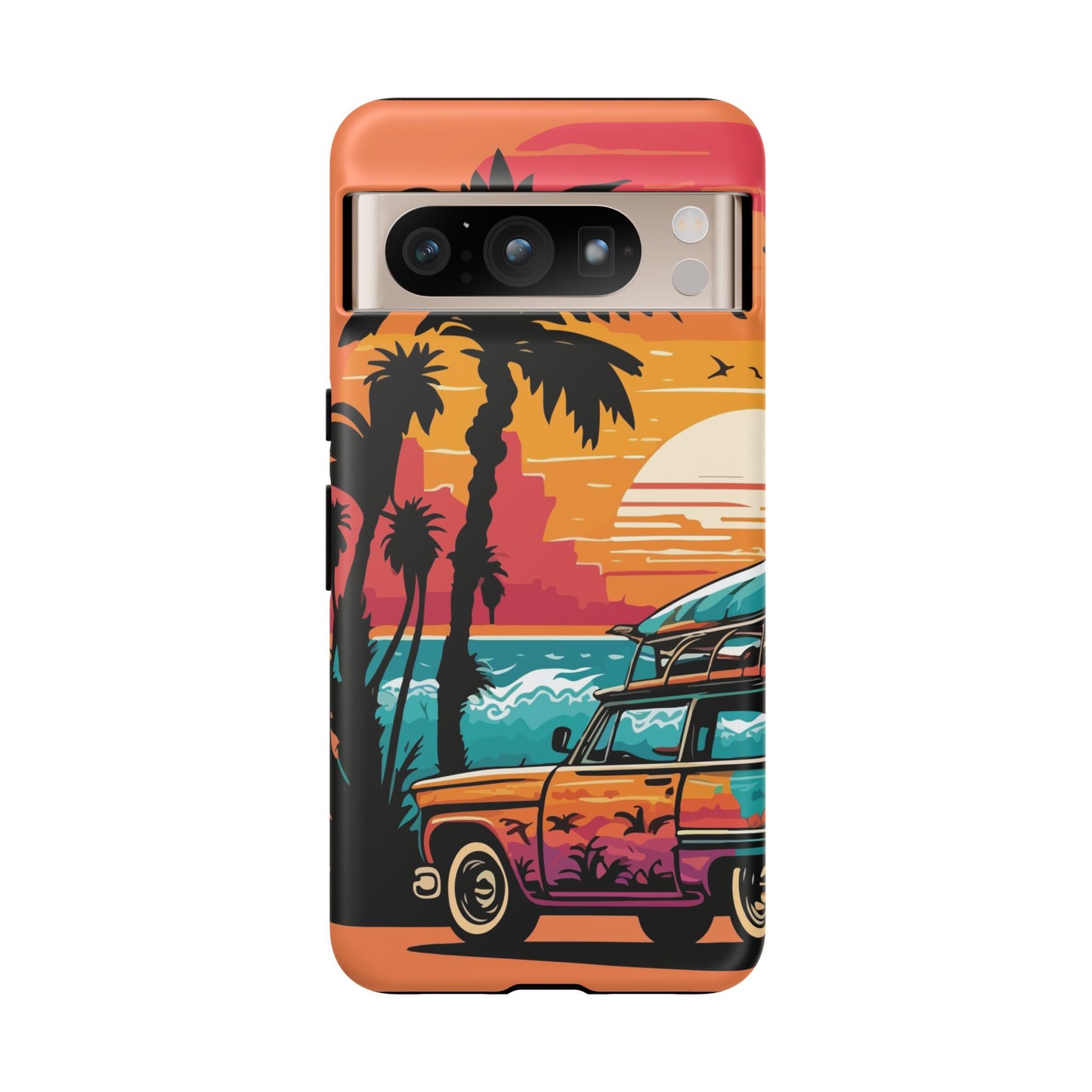 Summer Retro Sunset Protective Phone Case