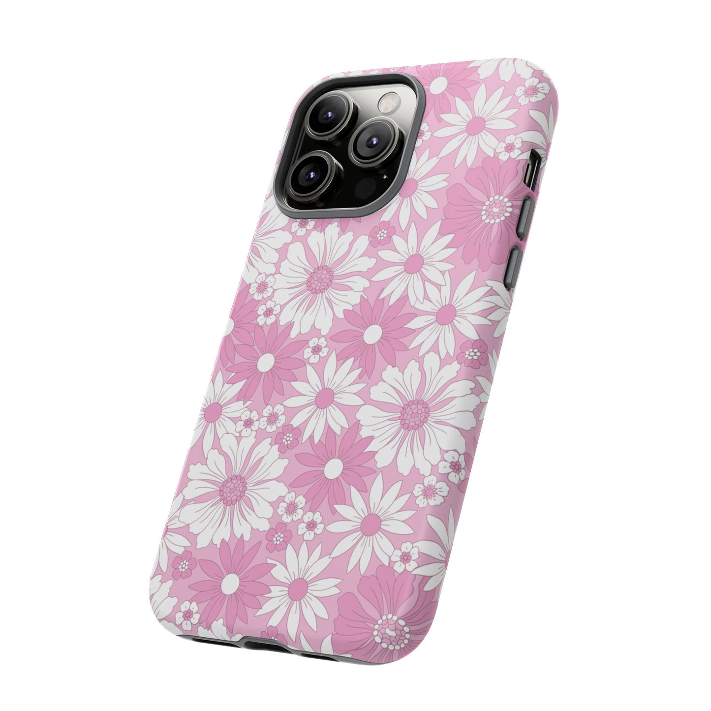 Pink and White Flowers Protective Phone Case