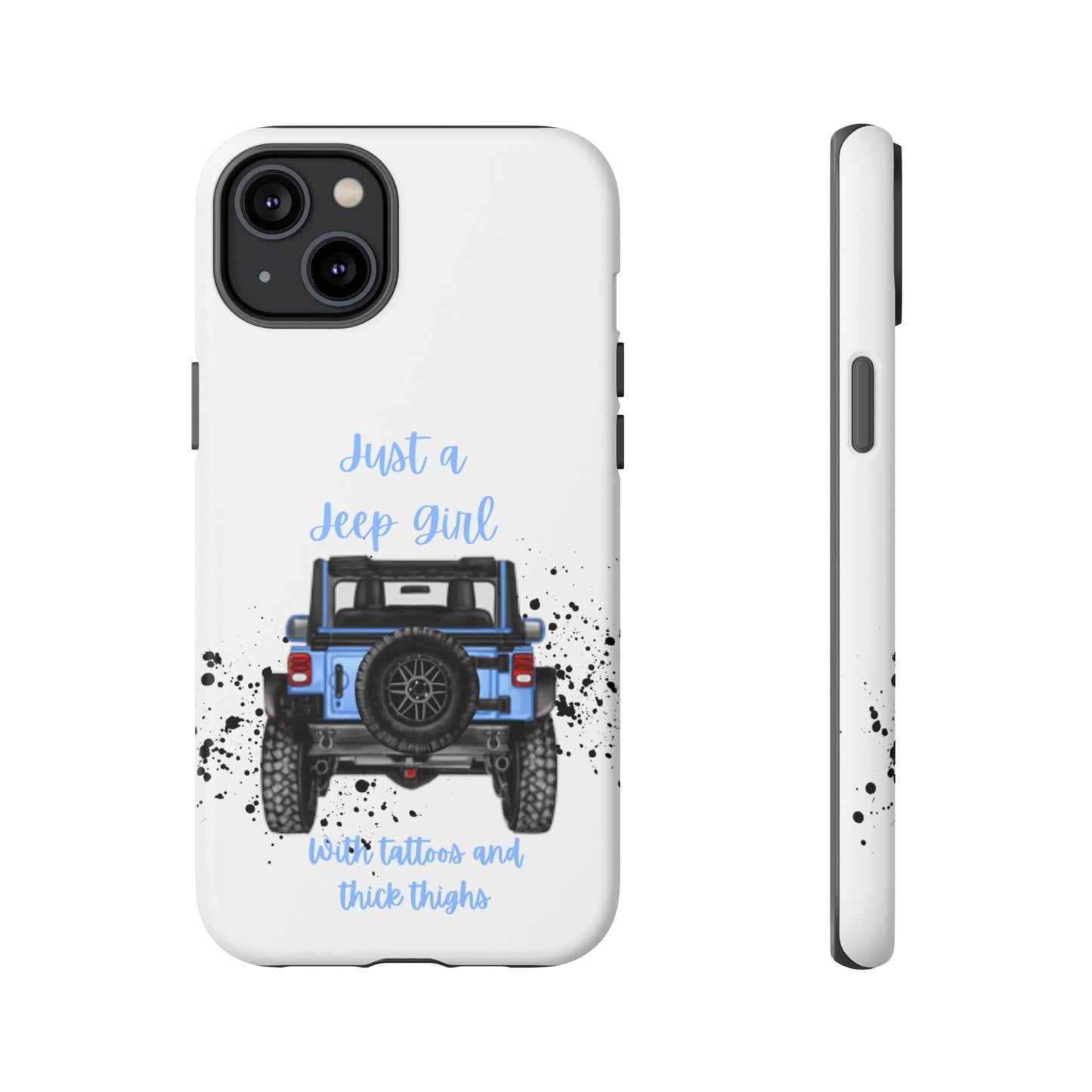 Off Road Girl with Tattoos and Thick Thighs Blue Protective Phone Case