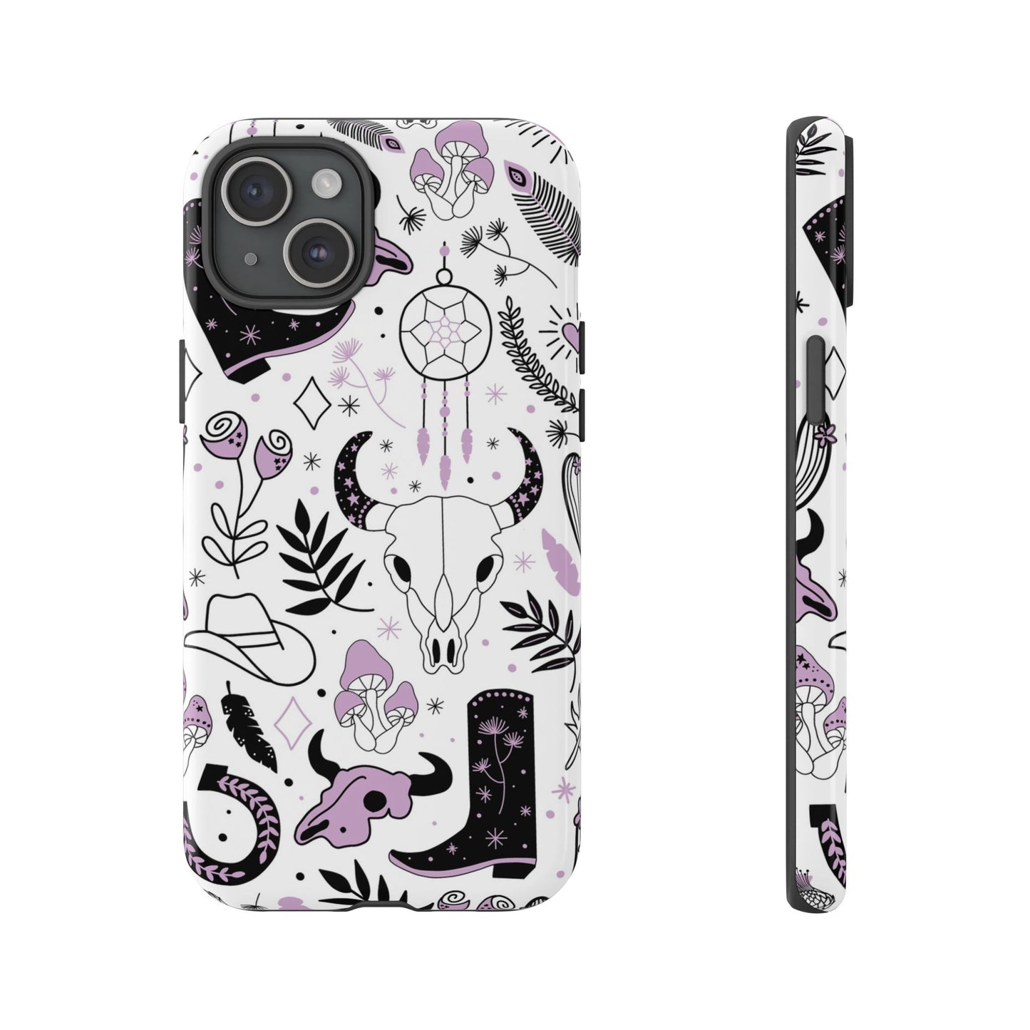 Purple and Black Western Protective Drop Proof Case Iphone, Samsung and Google phones