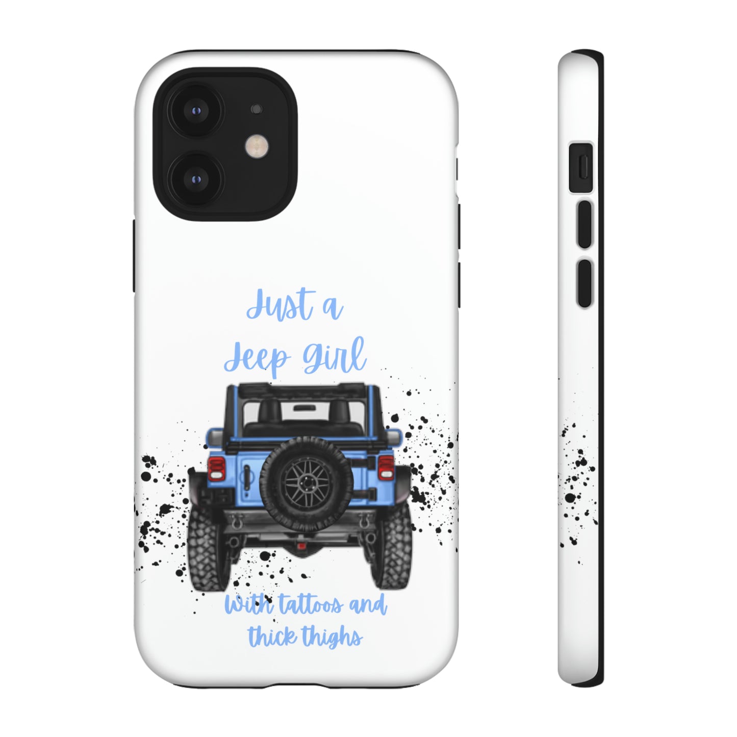 Off Road Girl with Tattoos and Thick Thighs Blue Protective Phone Case