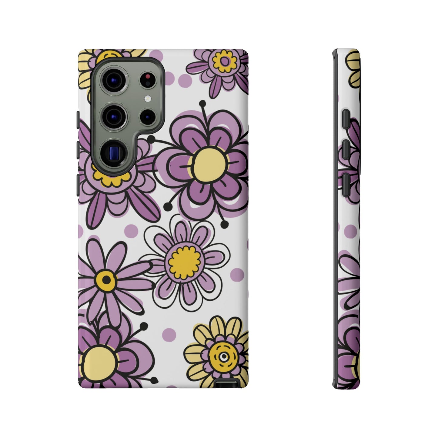 Purple Flowers Protective Phone Case