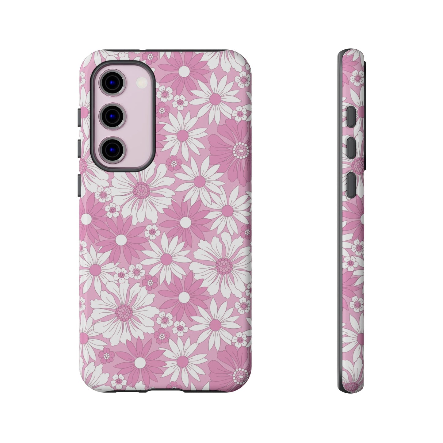 Pink and White Flowers Protective Phone Case
