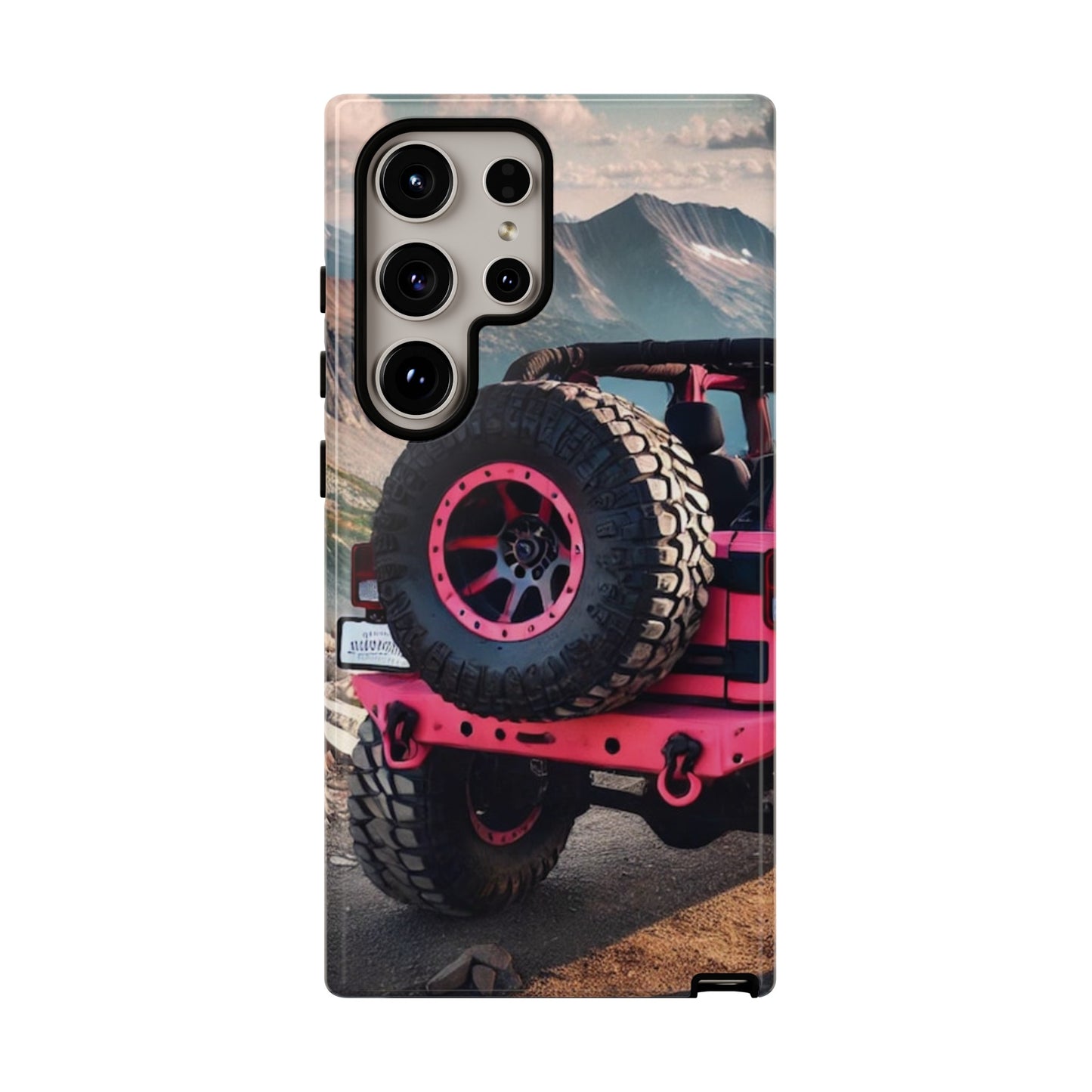 Pink Jeep Tire Protective Phone Case