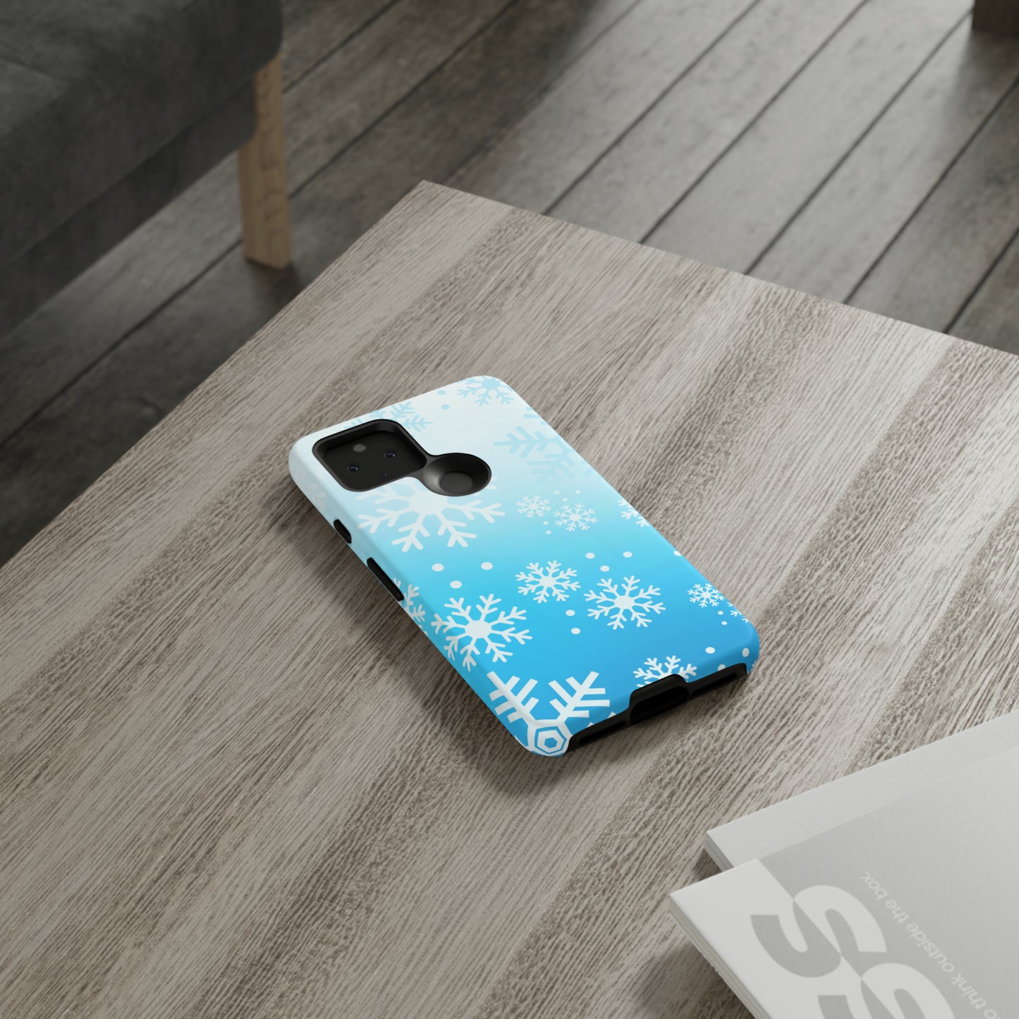 Winter, frozen, snowflake ombré protective phone case for Google, Samsung and IPhone