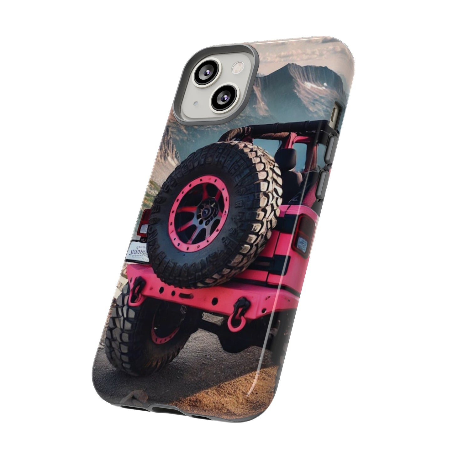 Pink Jeep Tire Protective Phone Case