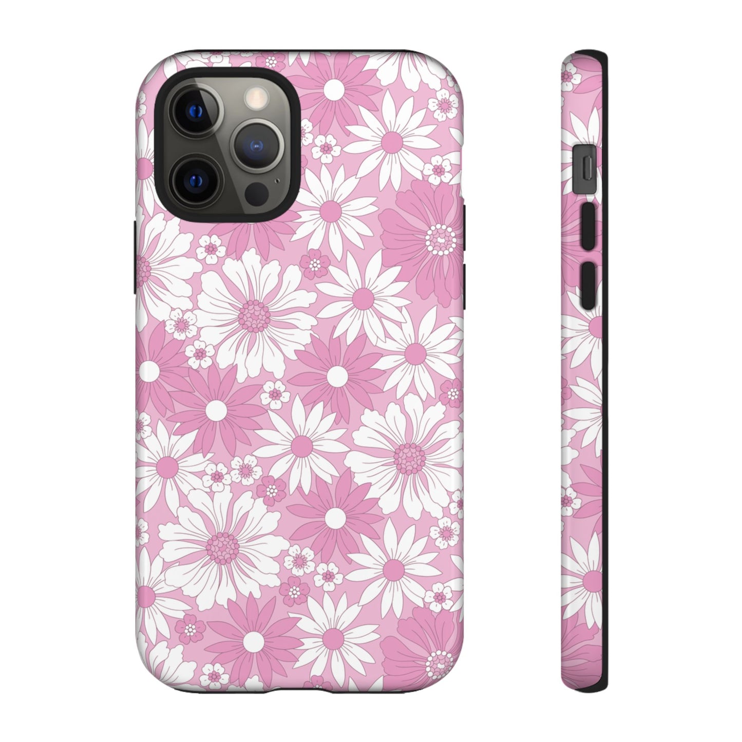 Pink and White Flowers Protective Phone Case