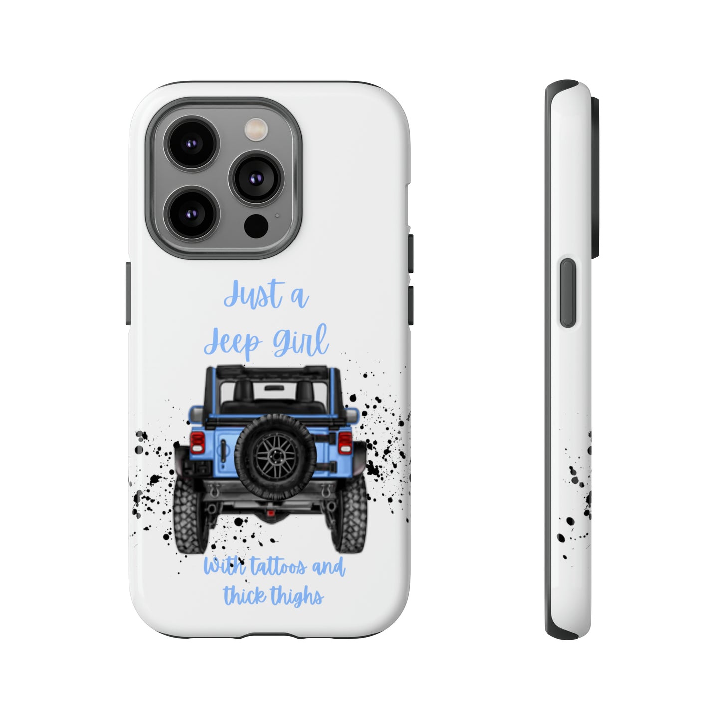 Off Road Girl with Tattoos and Thick Thighs Blue Protective Phone Case