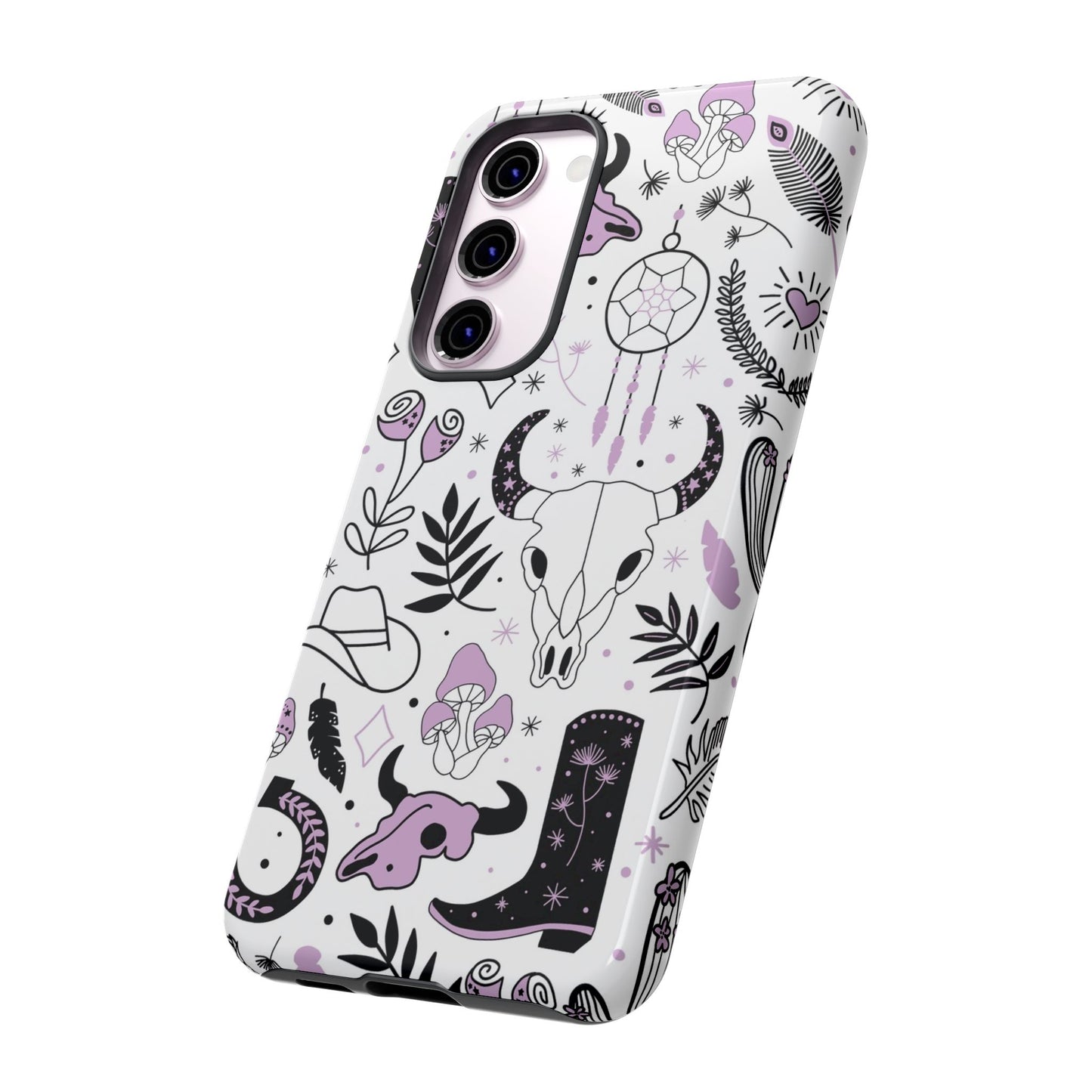 Purple and Black Western Protective Drop Proof Case Iphone, Samsung and Google phones