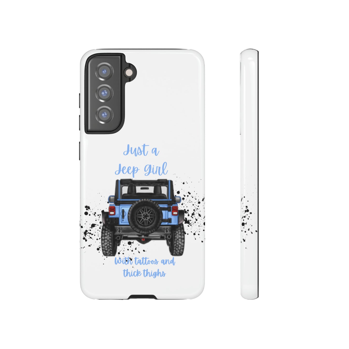 Off Road Girl with Tattoos and Thick Thighs Blue Protective Phone Case