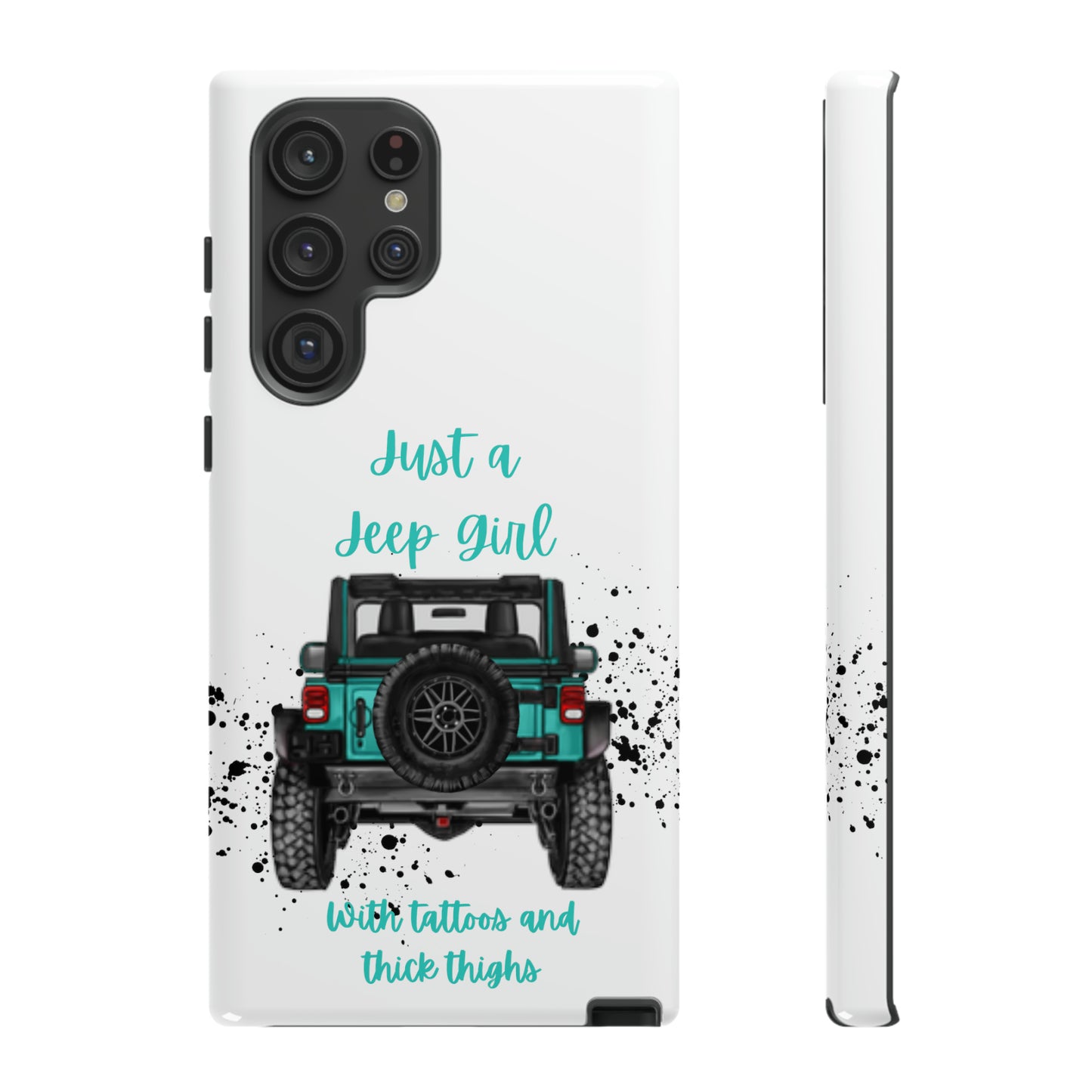 Off Road Girl with Tattoos and Thick Thighs Turquoise Protective Phone Case