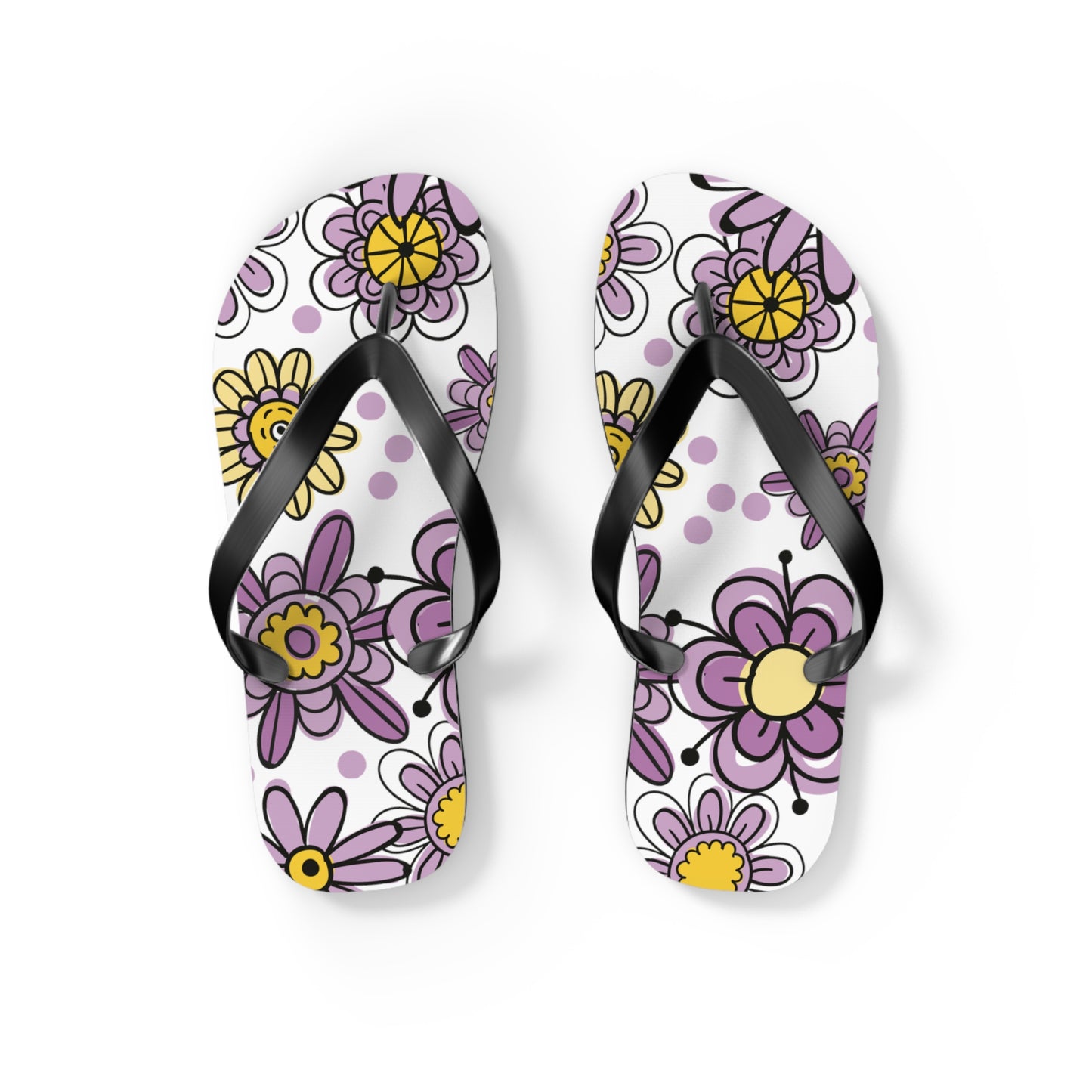 Purple Flower Summer Flip Flops