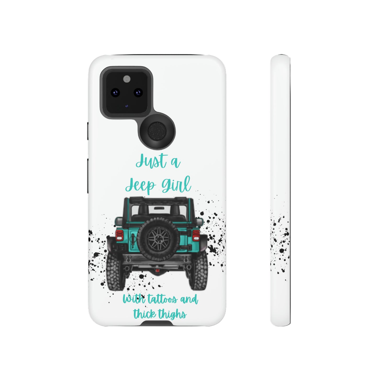 Off Road Girl with Tattoos and Thick Thighs Turquoise Protective Phone Case