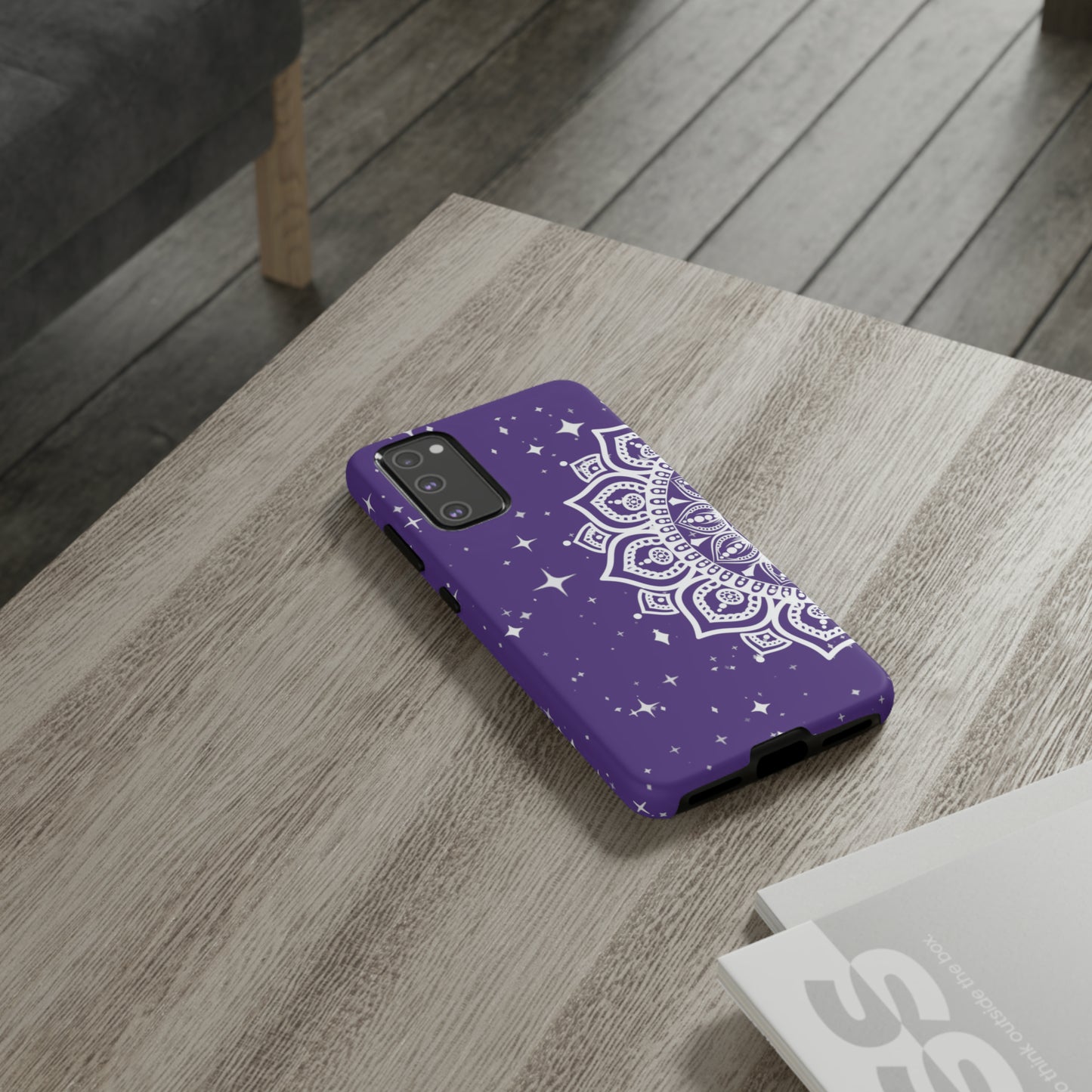 Purple mandala protective phone case for iPhone, Samsung and Google