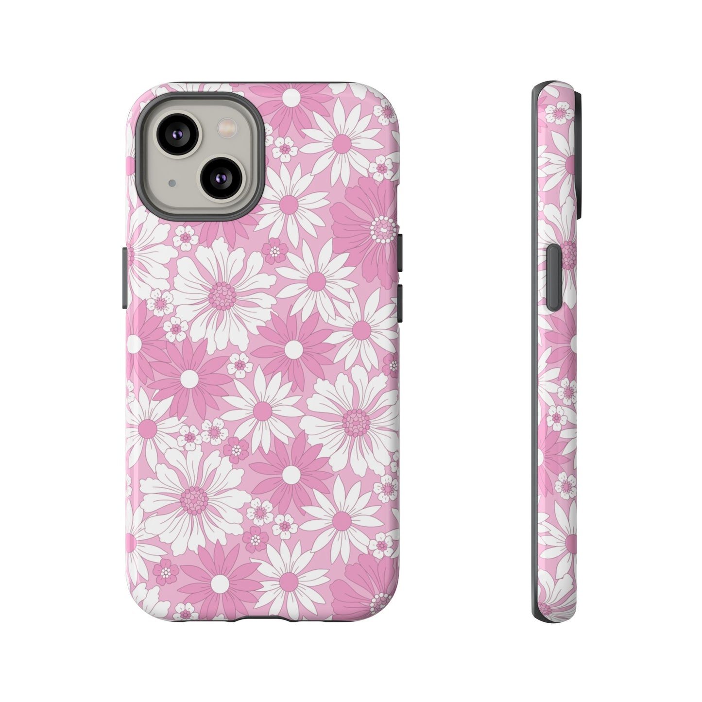 Pink and White Flowers Protective Phone Case