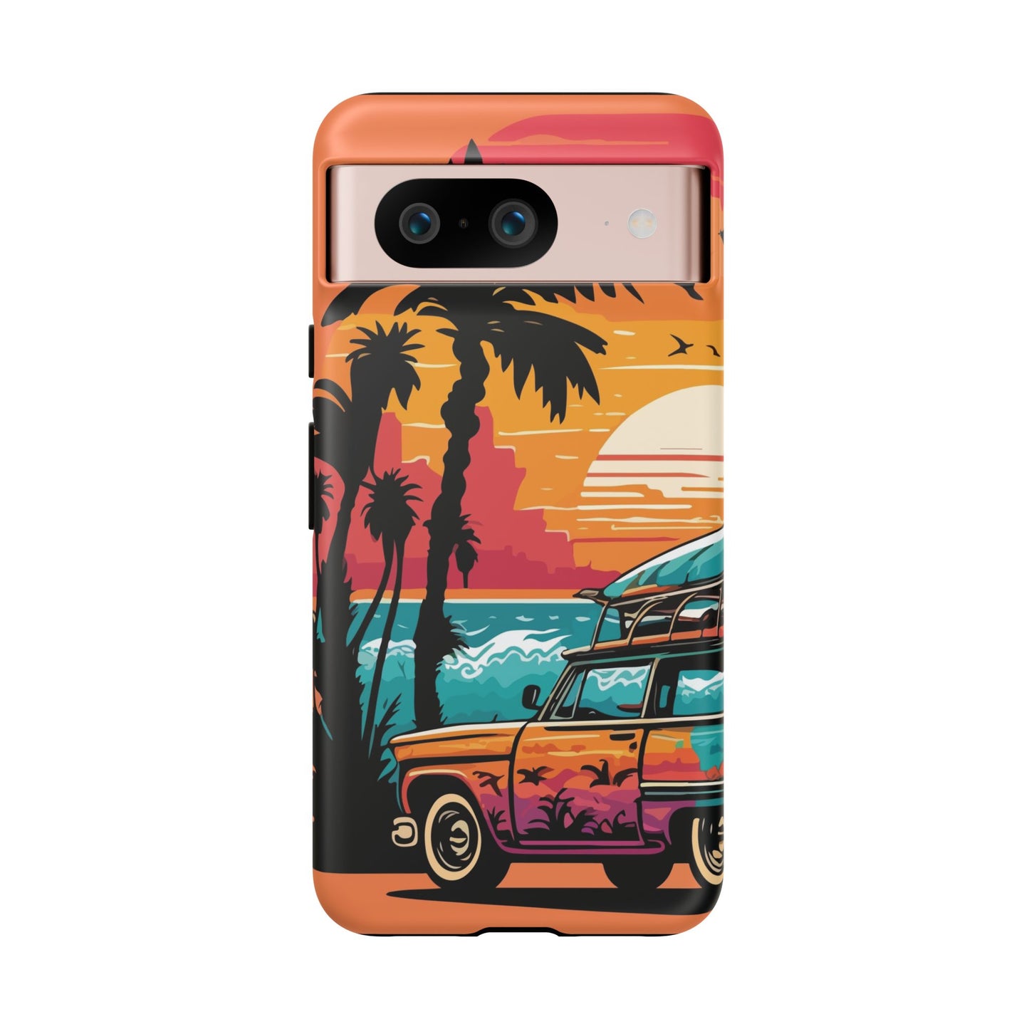 Summer Retro Sunset Protective Phone Case