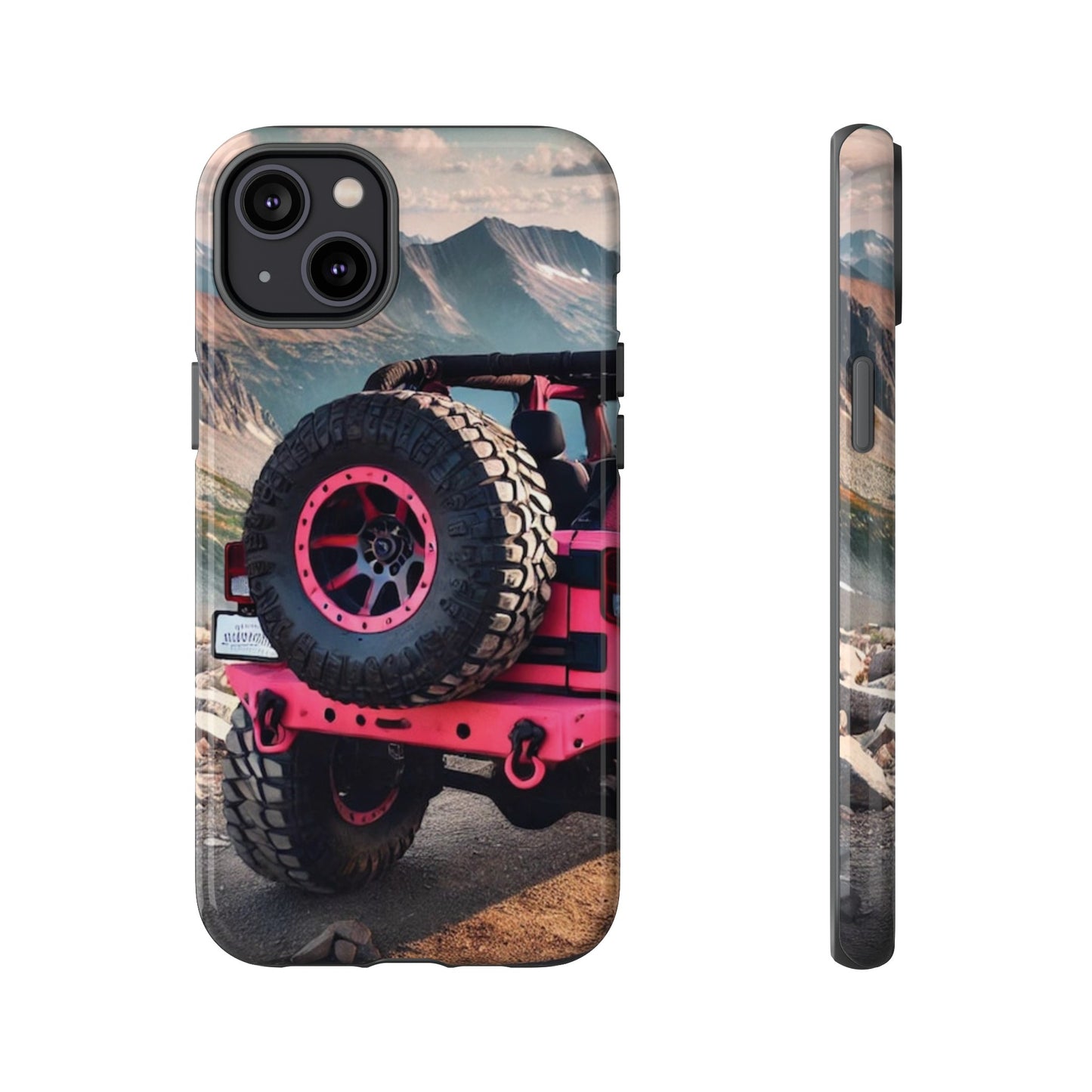 Pink Jeep Tire Protective Phone Case