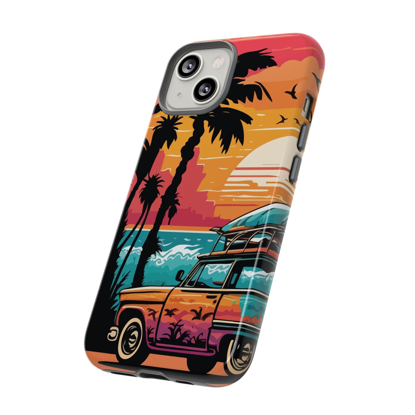Summer Retro Sunset Protective Phone Case
