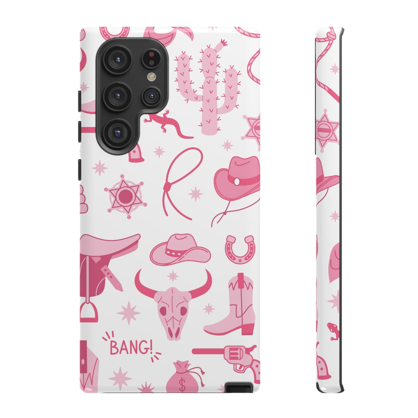 Pink Western Protective Phone Case for Iphone, Samsung and Google Phones