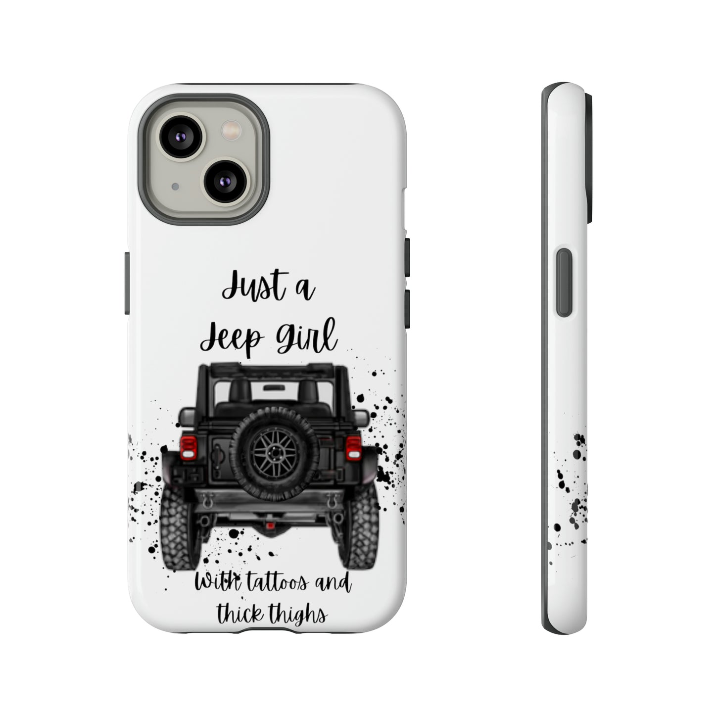 Off Road Girl with Tattoos and Thick Thighs Black Protective Phone Case