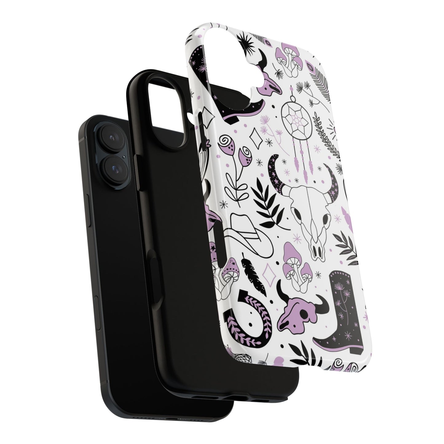 Purple and Black Western Protective Drop Proof Case Iphone, Samsung and Google phones