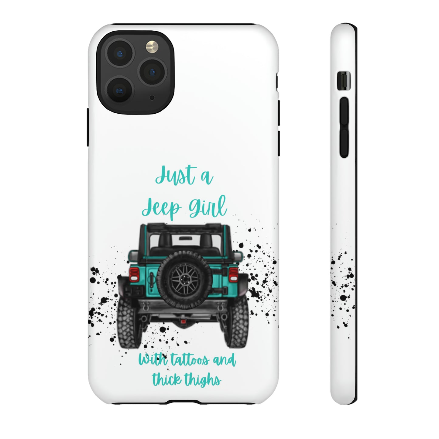 Off Road Girl with Tattoos and Thick Thighs Turquoise Protective Phone Case