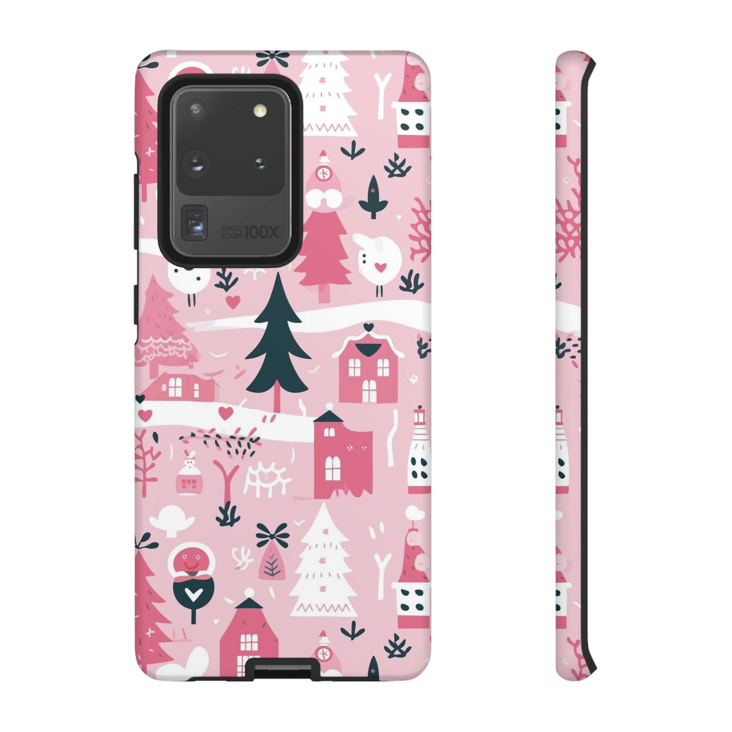 Pink Christmas Design Protective Case for Iphone, Samsung and Google Phones