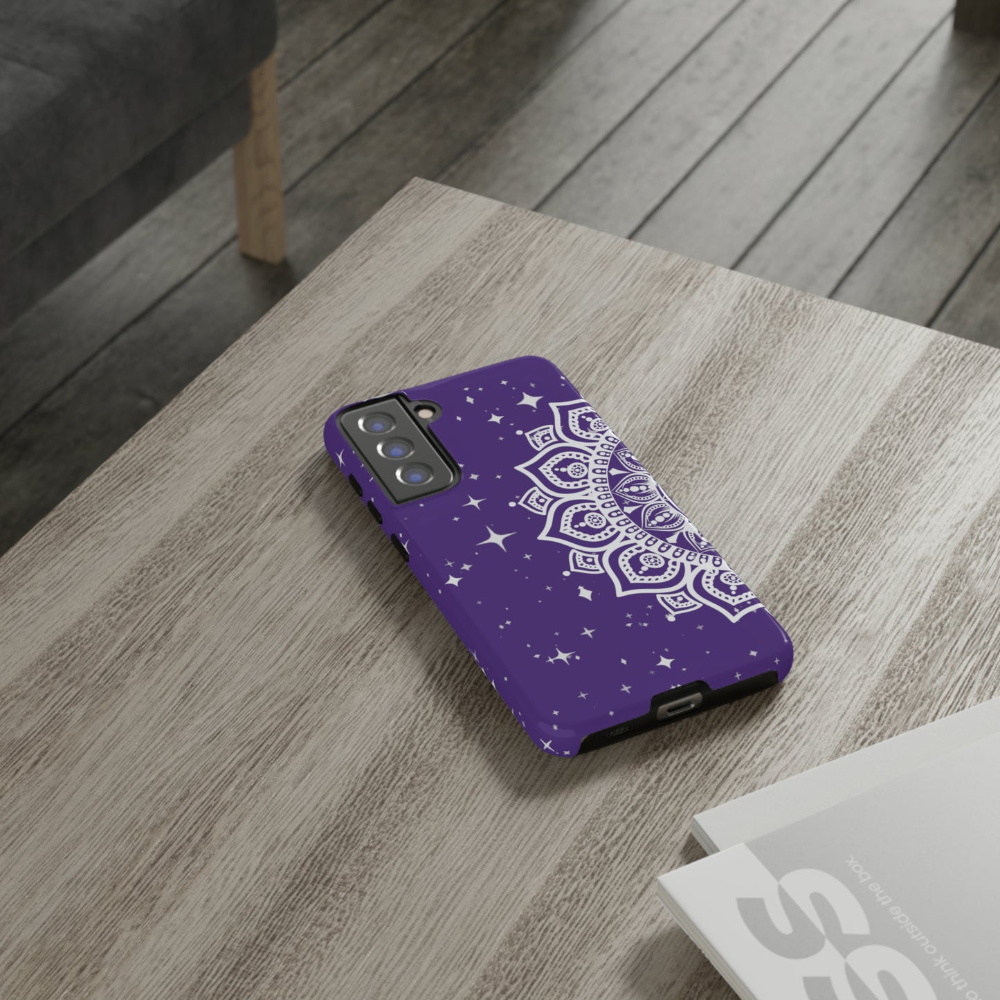 Purple mandala protective phone case for iPhone, Samsung and Google