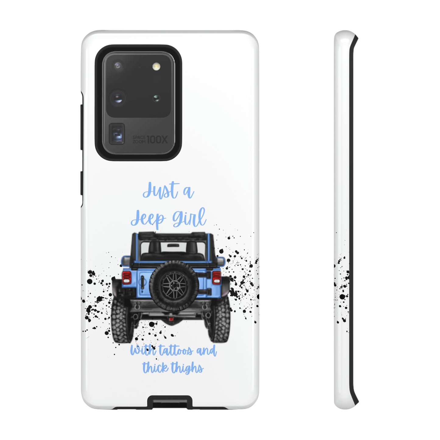 Off Road Girl with Tattoos and Thick Thighs Blue Protective Phone Case