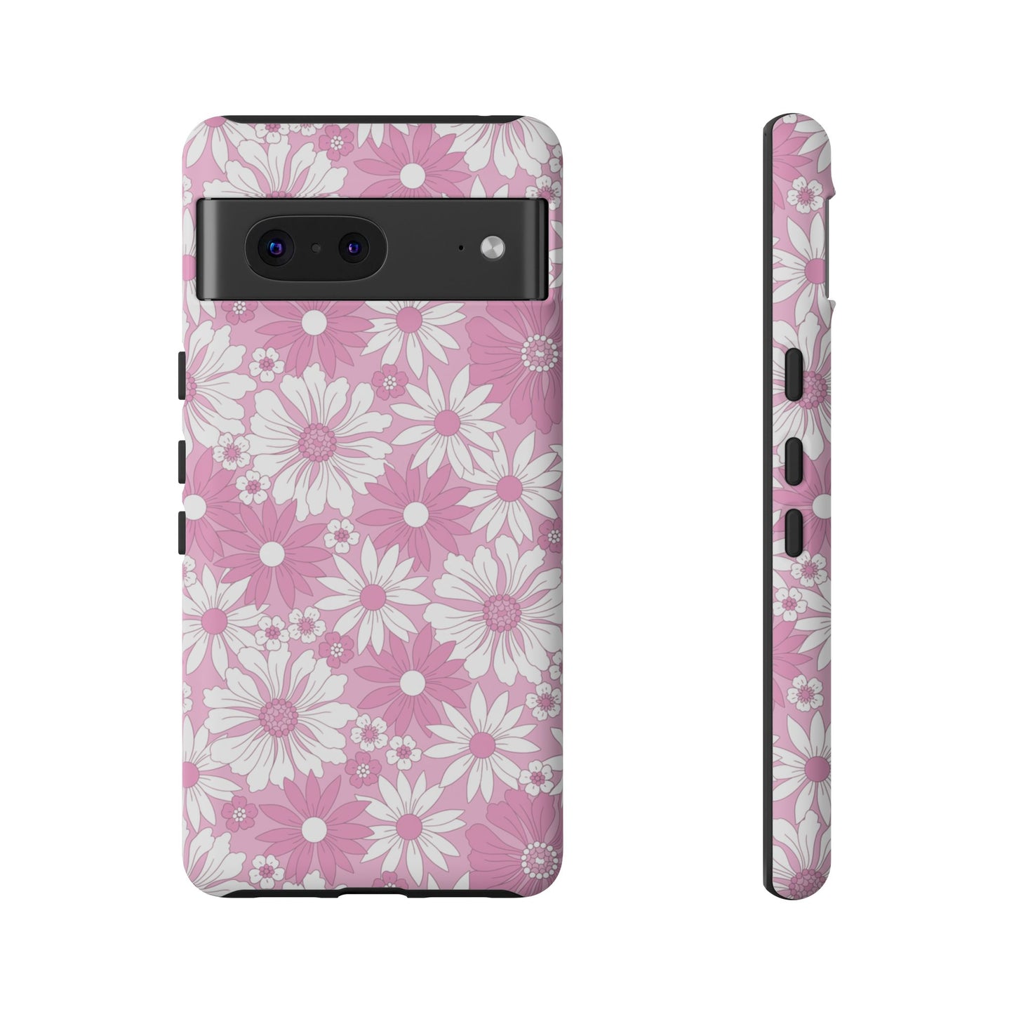 Pink and White Flowers Protective Phone Case